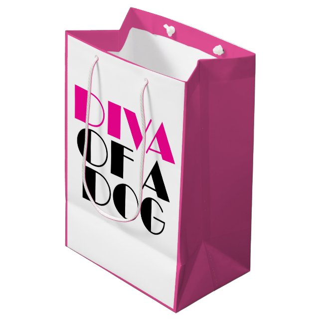 "DIVA of a Hund" Medium Gift Bag (Framsidan Vinklad)