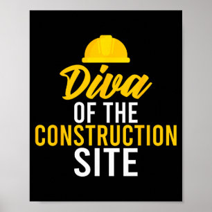 Diva på byggarbetsplatsen Rolig byggnadsarbetare Poster
