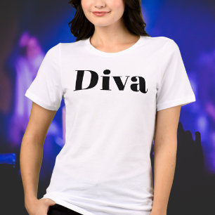 Diva Rolig Modern Musik Utövare Svart Vitt T Shirt
