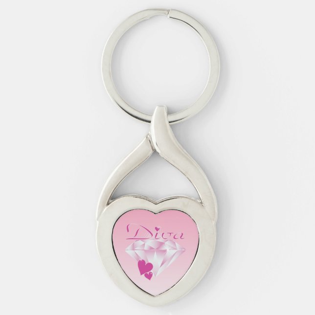 Diva Twisted Heart Silverfärgad Nyckelring (Framsidan)