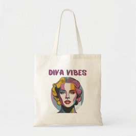 Diva vibes, kvinna ansikte, modern pastel färg tygkasse
