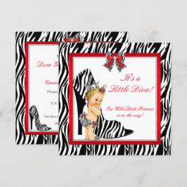 Diva Zebra Prinsessa Flicka Bebis Badrumsinredning Inbjudningar