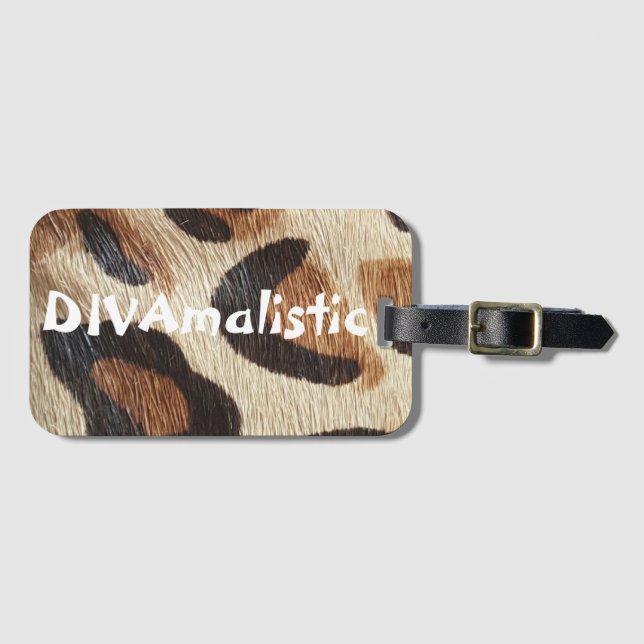 DIVAmalistic Leopard Print Luggage Tag Bagagebricka (Framsida horisontal)