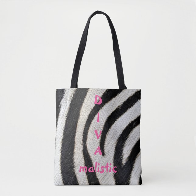 DIVAmalistic Zebra tryck Tote Bag Tygkasse (Framsida)