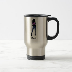 Divamodeflicka i jeanstravel mug resemugg