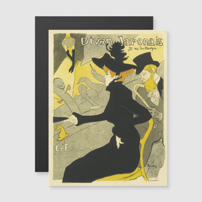 Divan Japonaise Vintage Fransk Reklam Magnetisk Inbjudningskort (Fram/baksida)