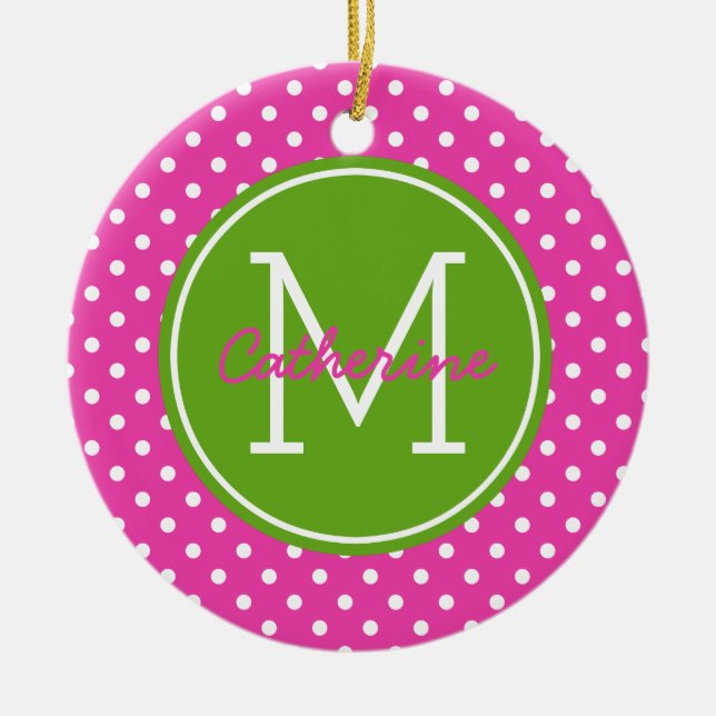 Divarosagrönt Apple och vitpolkaen pricker Julgransprydnad Keramik (Framsidan)