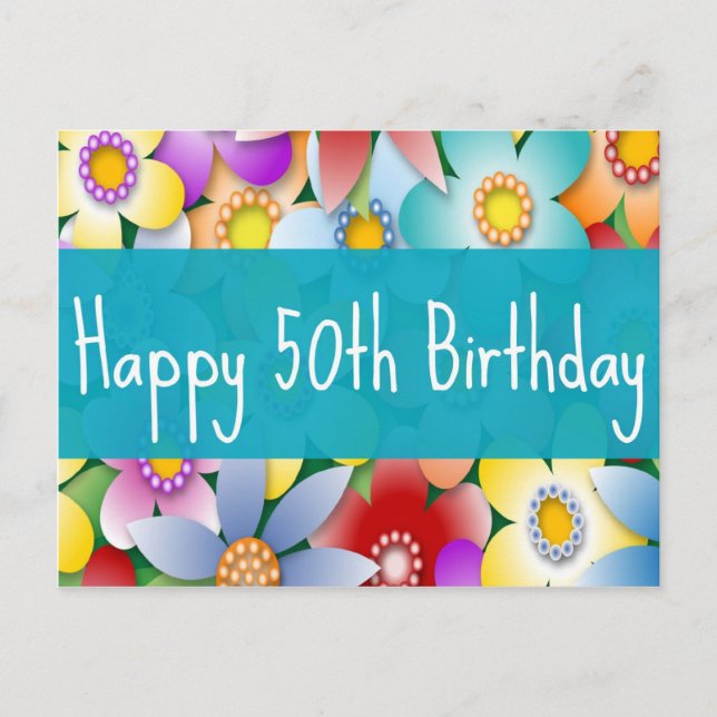 Divas 50:e födelsedagsvykort i Lycklig Vykort (Framsida)