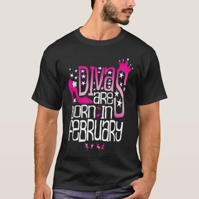 Divas är Born i februari T Shirt (Framsida)