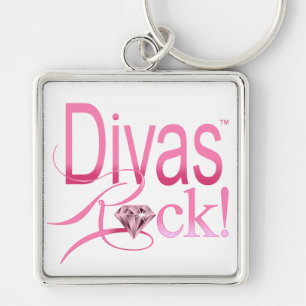 divas+härska fyrkantig silverfärgad nyckelring