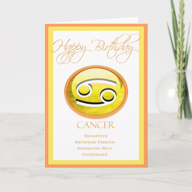 Divas Zodiac Birthday Card for Cancer Kort (Framsida)