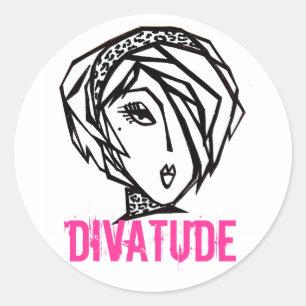 DIVATUDE-klistermärken Runt Klistermärke