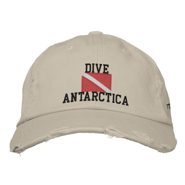 Dive Antarctica Distress Baseball Cap Broderad Keps (Framsida)