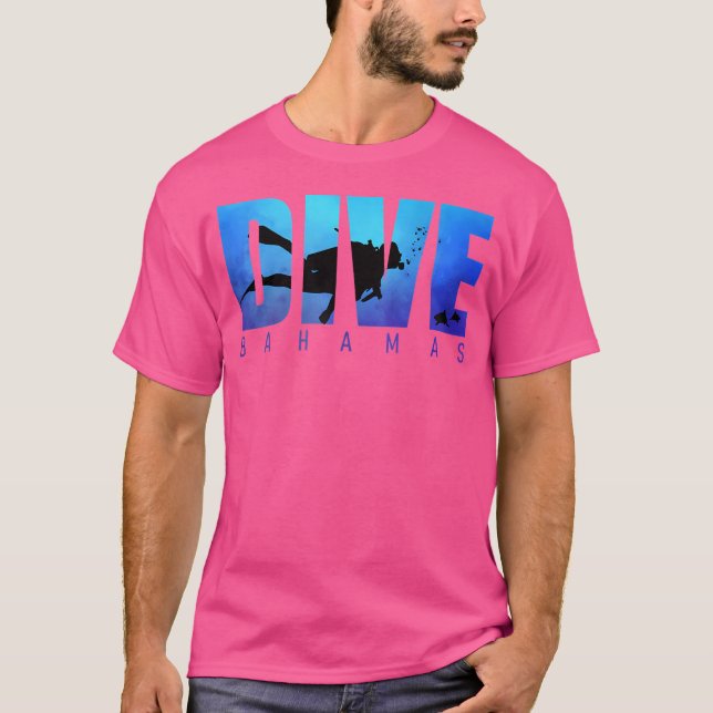 Dive Bahamas Beach Sharks Scuba Diver Reef Diving  T Shirt (Framsida)