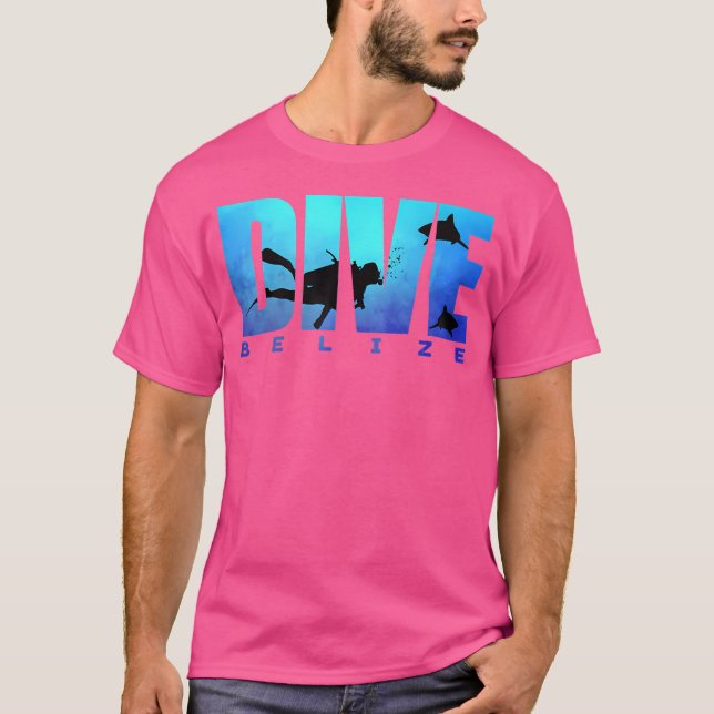 Dive Belize Sharks Scuba Diver Reef Freediving Sno T Shirt (Framsida)