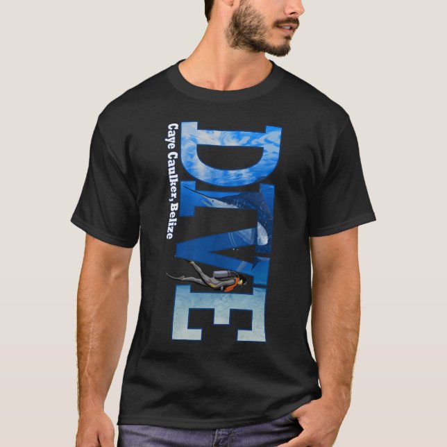 Dive Caye Caulker Dyka Snorkeling T Shirt (Framsida)