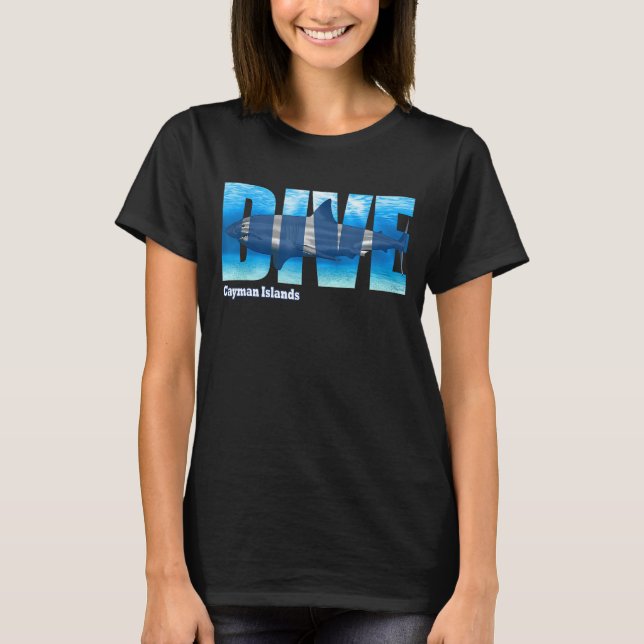 DIVE Cayman Islands SCUBA Diving Snorkeling T Shirt (Framsida)