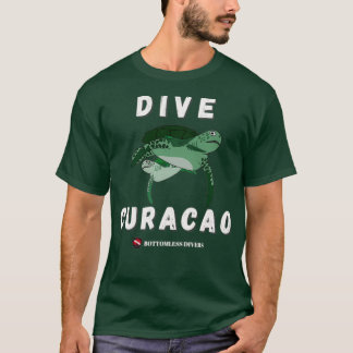 Dive Curacao Turtles med vitt teckensnitt T Shirt