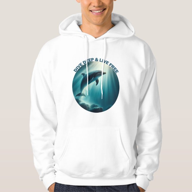 Dive Deep Live Free Dolphin Hoodie (Framsida)