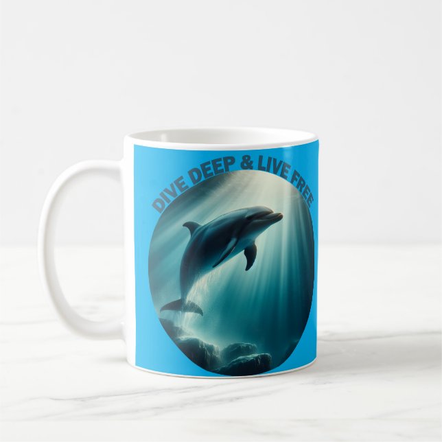 Dive Deep Live Free Dolphin Kaffemugg (Vänster)