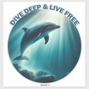 Dive Deep Live Free Dolphin Klistermärken