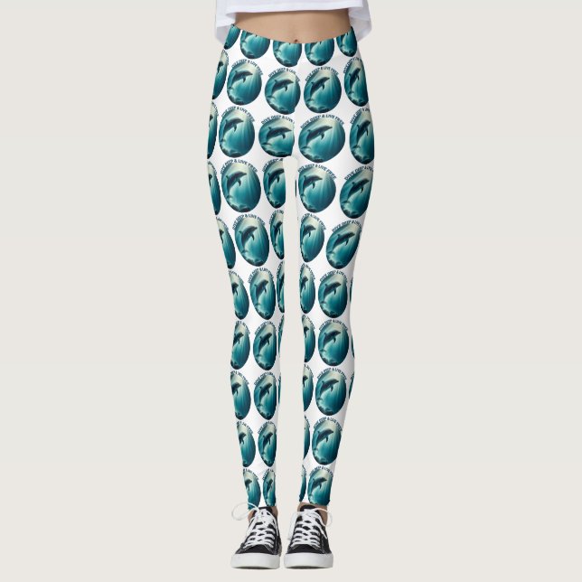 Dive Deep Live Free Dolphin Leggings (Framsida)