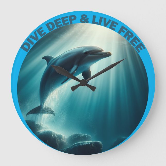 Dive Deep Live Free Dolphin Stor Klocka (Framsida)