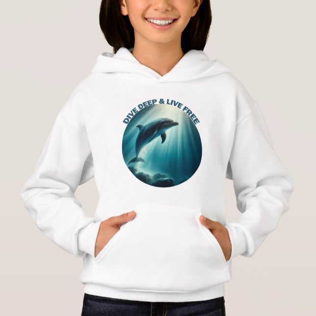 Dive Deep Live Free Dolphin T Shirt (Framsida)