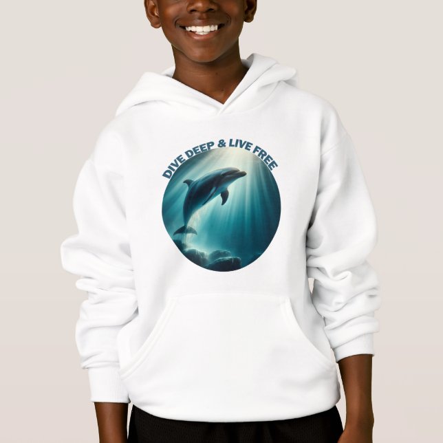 Dive Deep Live Free Dolphin T Shirt (Framsida)