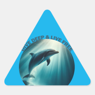 Dive Deep Live Free Dolphin Triangelformat Klistermärke
