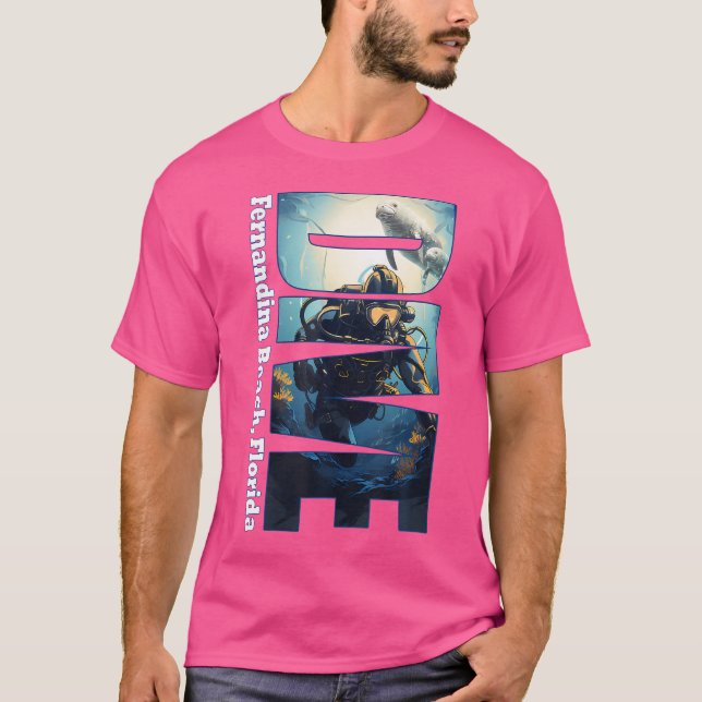 Dive Fernandina Beach Florida Dyka Snorkel T Shirt (Framsida)