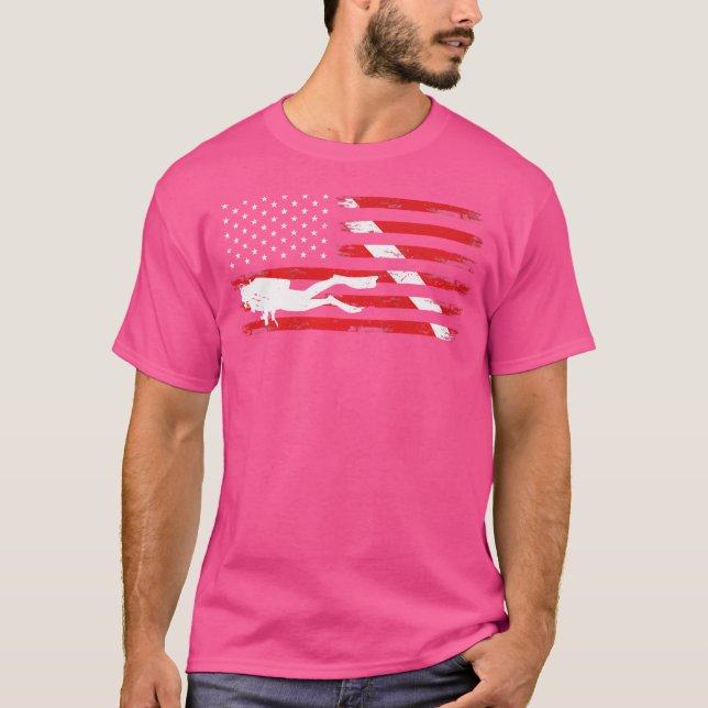 Dive Flagga Dyka American Flagga T Shirt (Framsida)