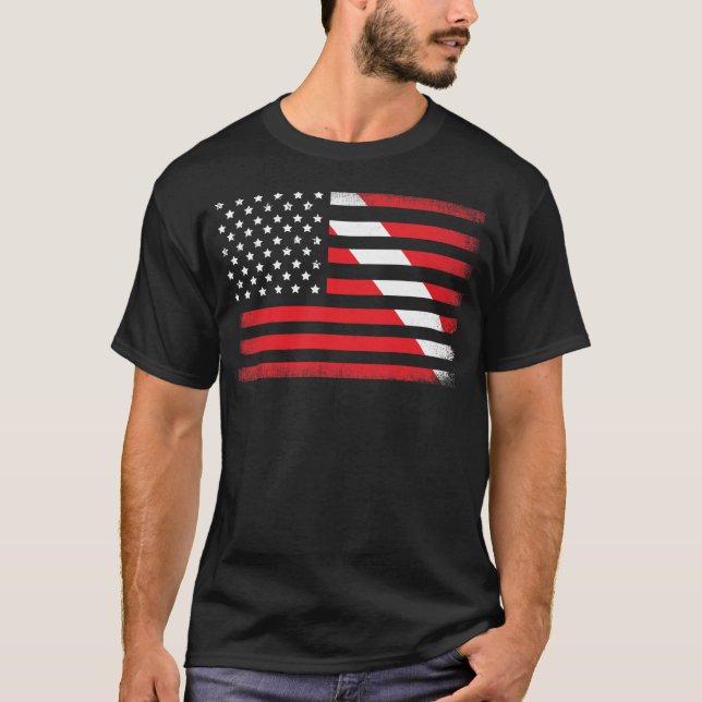 Dive Flagga Dyka American Flagga T Shirt (Framsida)
