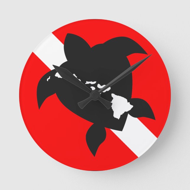 Dive Flagga Turtle Rund Klocka (Framsida)