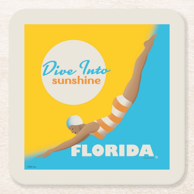Dive in i solskine | Florida Underlägg Papper Kvadrat (Framsidan)