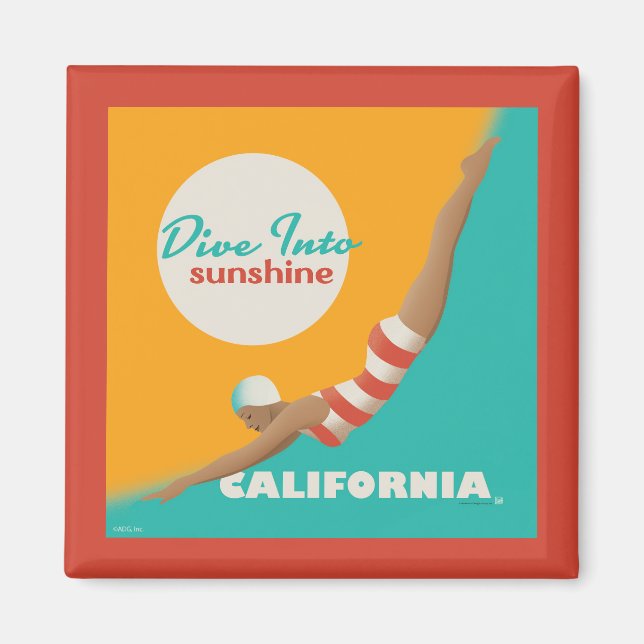 Dive in i solskine | Kalifornien Magnet (Framsidan)