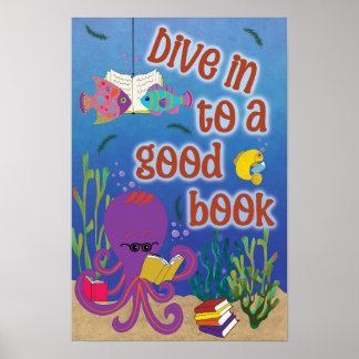 Dive in till en Bra Bok Pun Poster