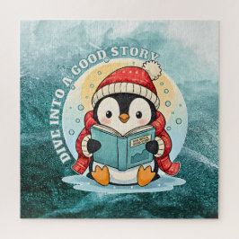 Dive Into A Good Story Penguin Metal Art Pussel