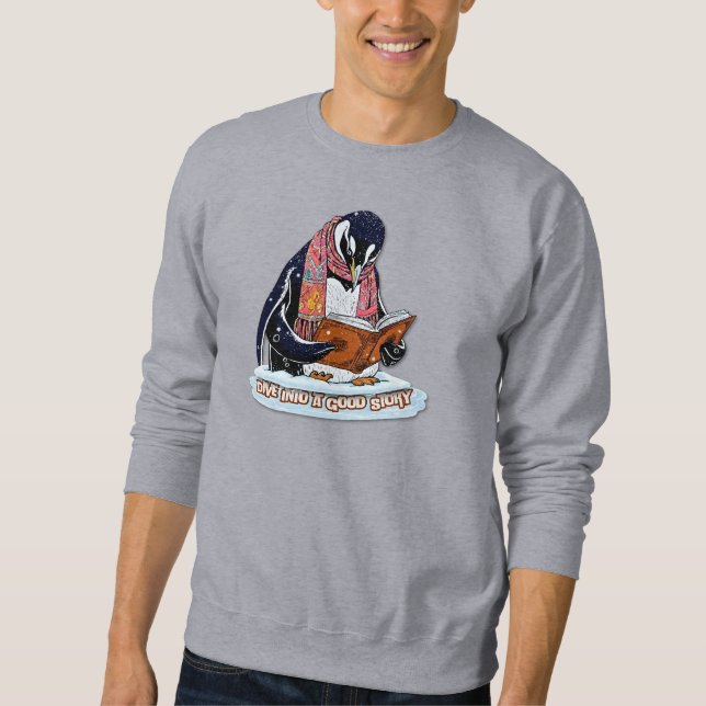 Dive Into Stories Cute Penguin Winter Sweatshirt (Framsida)