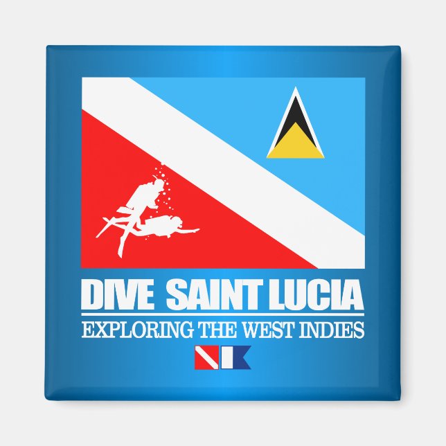 Dive Saint Lucia (sq) Magnet (Framsidan)