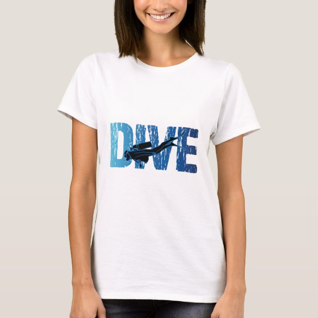 Dive Scuba Diver-Vågrät T Shirt (Framsida)