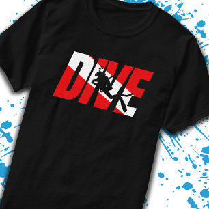 Dive - Skubbiskorgen - Diver Down Flagga - Diving T Shirt