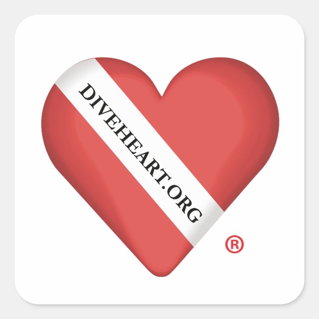 Diveeart Heart Square Sticker Fyrkantigt Klistermärke (Framsida)