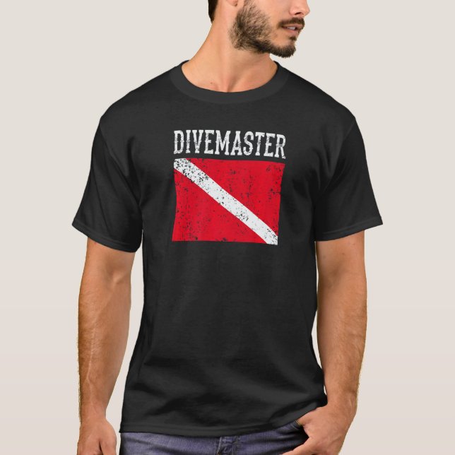 Divemaster Scuba Dykinstruktör Dykflagga Stil T Shirt (Framsida)