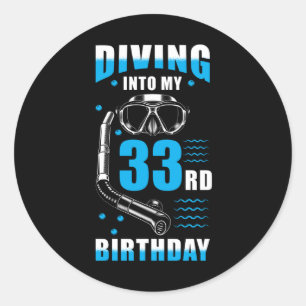Diver 33:e födelsedagspresent runt klistermärke