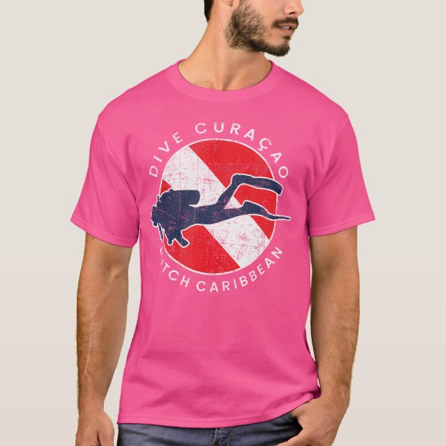 Diver Diver Diver Flagga för Dive Curacao Scuba T Shirt (Framsida)