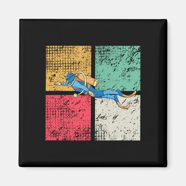 Diver Diving Retro Magnet (Framsidan)
