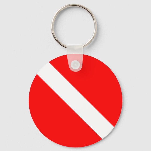 Diver Down Classic Flagga SCUBA Nyckelring (Framsida)