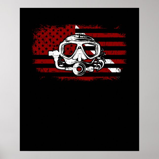 Diver Down Dive Flagga Dyka American Flagga Poster (Framsidan)
