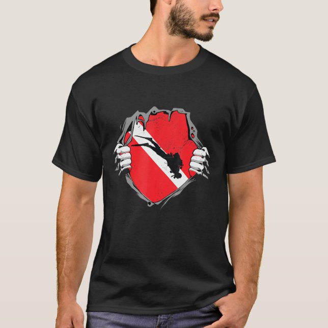 Diver Down Dive Flagga Dyka American Flagga T Shirt (Framsida)